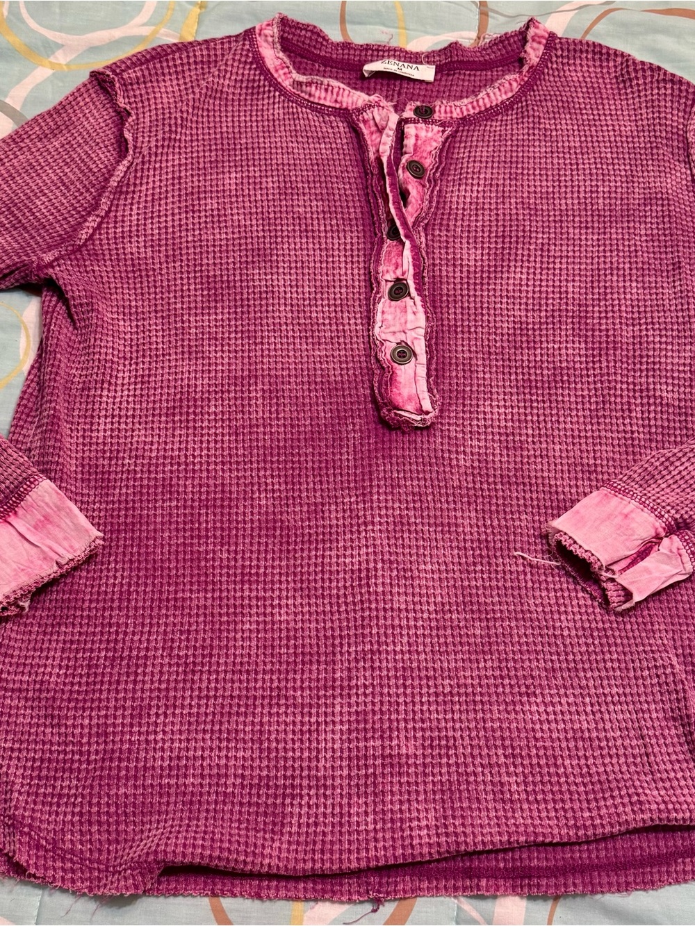 Zenana Outfitters Purple and Pink Ribbed Top